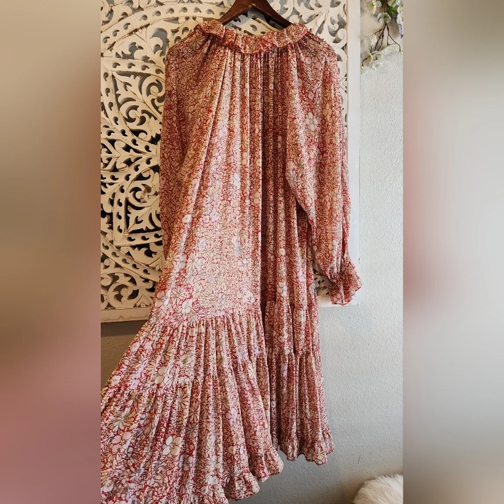 Free People Feeling Groovy Maxi Dress Red Combo M - Picture 11 of 15